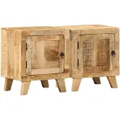 vidaXL Nachtkastje 2 st 40x32x46 cm massief hout ruw mangohout