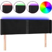 vidaXL Hoofdbord LED 147x16x78/88 cm fluweel zwart