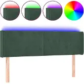 vidaXL Hoofdbord LED 147x16x78/88 cm fluweel donkergroen
