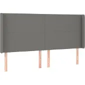 vidaXL Hoofdbord met randen 203x16x118/128 cm stof donkergrijs