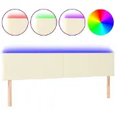 vidaXL Hoofdbord LED 160x5x78/88 cm kunstleer crèmekleurig