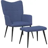 vidaXL Relaxstoel met voetenbank stof blauw