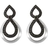 Orphelia 'Amber' Dames 925 Sterling Zilveren Hangoorbellen - Zilver/Zwart ZO-7092/2