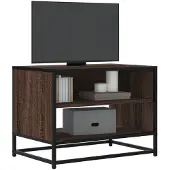vidaXL Tv-meubel 61x40x46 cm bewerkt hout metaal bruin eikenkleur