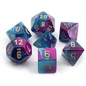 Chessex Gemini Purple-Teal/Gold Polydice (7)
