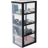 Iris Design Chest ladesysteem - 4 diepe lades - Kunststof - Zwart/Transparant