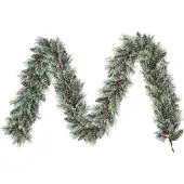 Black Box Vandans kerstguirlande | groen met bevroren details & dennenappels | 270cm