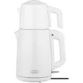 Mulex | MX051 Tea express | elektrische Turkse theepot | Wit Rvs | - 2.0L + 1.2L | Led-indicator | 360° basis | 1650 W