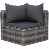 vidaXL 4-delige Loungeset met kussens poly rattan grijs