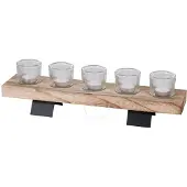 Urban Living kaarshouder 5 theelichtjes hout 465x10
