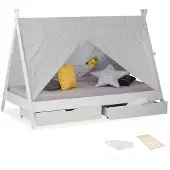 Homestyle4u Kinderbed 90x200 cm - met matras en 2 bedbakken - Wit
