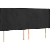 vidaXL Hoofdbord met randen 163x16x118/128 cm fluweel zwart