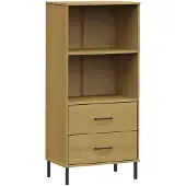 vidaXL Boekenkast met 2 lades OSLO 60x35x128,5 cm massief hout bruin