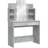 vidaXL Schminktafel met LED-verlichting, betonkleur, 96x40x142 cm