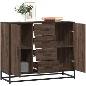 vidaXL Dressoir 92x35x76 cm bewerkt hout bruin eikenkleurig