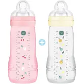 Parasanteonline Set van 2 flessen - MAM BABY - Easy Active - +6 maanden - 330 ml - X-flow speen - Berry + Pearl