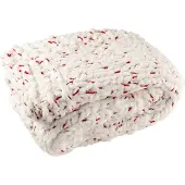 J-Line deken Gebreeën - polyester - wit/rood
