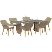 vidaXL Tuinset, 7-delig, beige, polyrotan