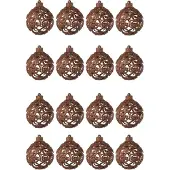 J-Line kerstbal Barok - kunststof - donkerbruin - doos van 16