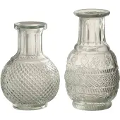 J-Line vaas Soliflore - glas - transparant - set van 2