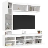 vidaXL 7-delige Tv-wandmeubelset met LED-verlichting wit