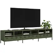 vidaXL Tv-meubel 202x39x43,5 cm koudgewalst staal olijfgroen