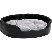 vidaXL Hondenmand 90x79x20 cm pluche en kunstleer zwart en grijs