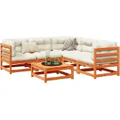 vidaXL 6-delige Loungeset met kussens massief grenenhout wasbruin
