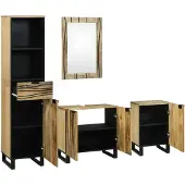 vidaXL Badkamermeubel Set 4 st Naturel 38 x 33 x 160 cm Bewerkt hout