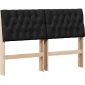 vidaXL Gestoffeerd hoofdbord Zwart 140 cm Massief grenenhout