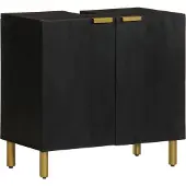 vidaXL Wastafelkast 62x33x58 cm bewerkt hout zwart