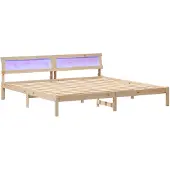 vidaXL Bedframe met hoofdeinde Bruin 200 x 200 cm Massief grenenhout