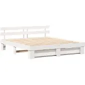 vidaXL Bedframe met hoofdeinde Wit 180 x 200 cm Massief grenenhout