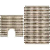 vidaXL Badmattenset handgeweven jute en stof naturel en wit