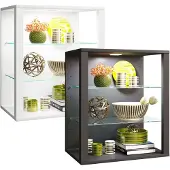 VCM GlasolSW vitrinekast wandmontage wit.