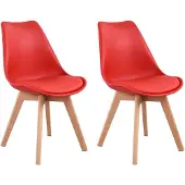 Happy Garden Set van 2 rode NORA Scandinavische stoelen met kussen