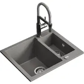 Bergström Prag Spoelbak – 58 x 50 cm met 2 gootstenen Beton