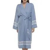 Lalay - hamam badjas Krem Sultan - air blue - L - dames heren badjas - sauna badjas - dunne badjas - 100% gekamd katoen