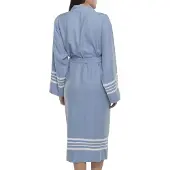 Lalay - hamam badjas Krem Sultan - air blue - S - dames heren badjas - sauna badjas - dunne badjas - 100% gekamd katoen