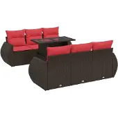 vidaXL 7-delige Loungeset met kussens poly rattan acacia bruin