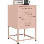 vidaXL Nachtkastjes 2 st 36x39x60,5 cm staal roze