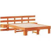 vidaXL Bedframe met hoofdeinde Bruin 120 x 190 cm Massief grenenhout