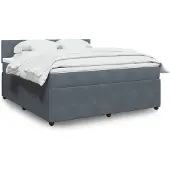 vidaXL Boxspring met matras fluweel donkergrijs 180x200 cm