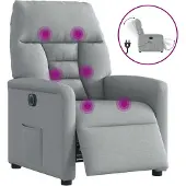 vidaXL Massagestoel elektrisch verstelbaar stof lichtgrijs