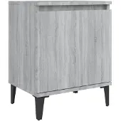 vidaXL Nachtkastje met metalen poten 40x30x50 cm grijs sonoma eiken