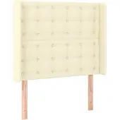 vidaXL Hoofdbord met randen 83x16x118/128 cm kunstleer crèmekleurig