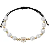 Faina Armband goud / zwart / parelwit