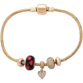 Gaya Armband rose-goud / rood / zwart
