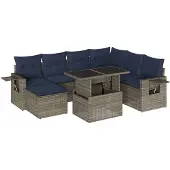 vidaXL 8-delige tuinbankset met kussens, grijs polyrotan