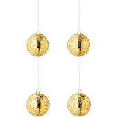 J-Line kerstbal Spiegel - glas - geel - large - doos van 4